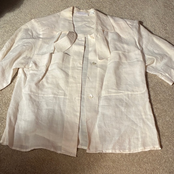 Bergdorf Goodman white Short Sleeve Button-Up Shirt - Picture 6 of 8